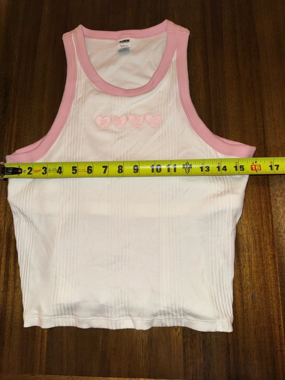 PINK Victoria's Secret White Ribbed Tank with Pink Trim - Picture 5 of 7
